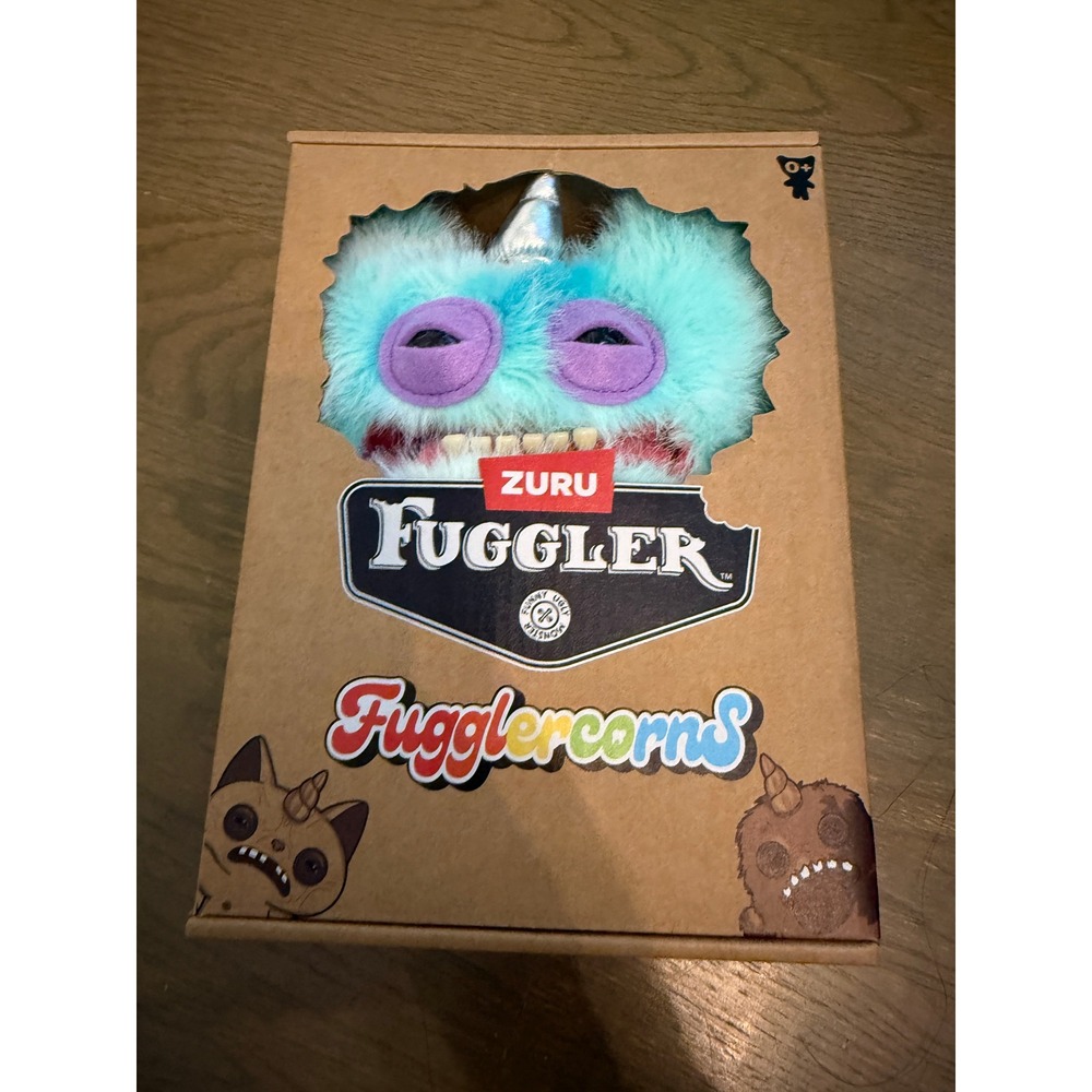 Zuru Fuggler Fugglercorns Teal Blue Plush Monster Silver Horn New in Box